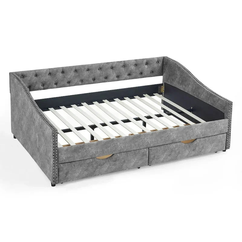 Divano Letto con Cassetti Imbottito Trapuntato