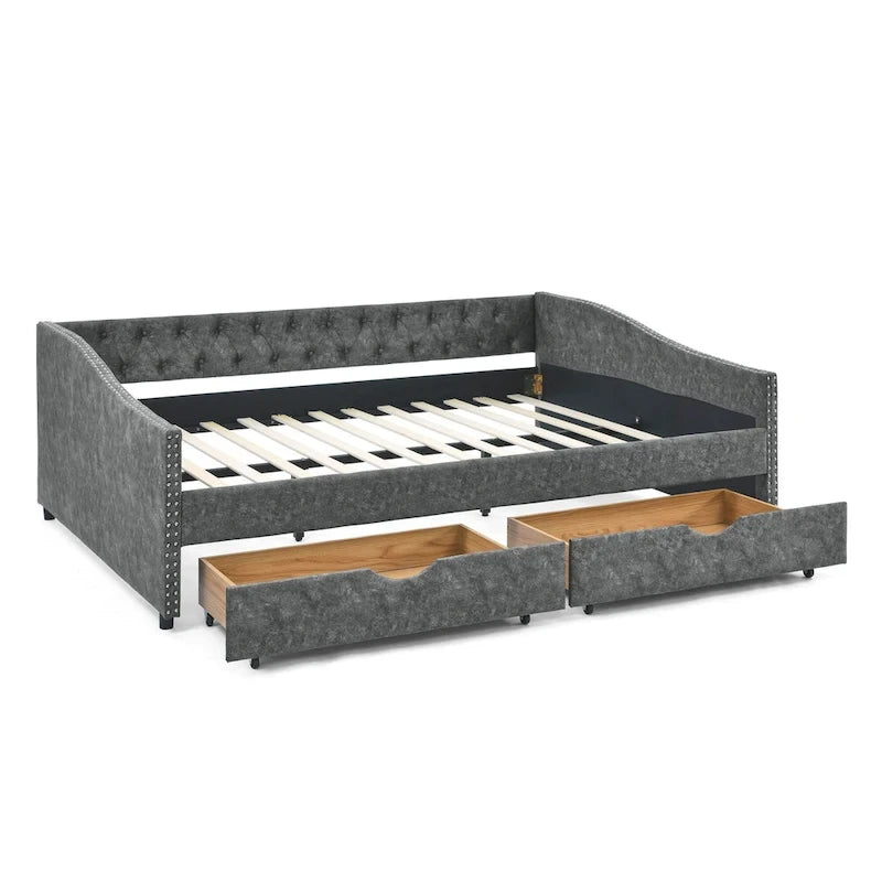 Divano Letto con Cassetti Imbottito Trapuntato