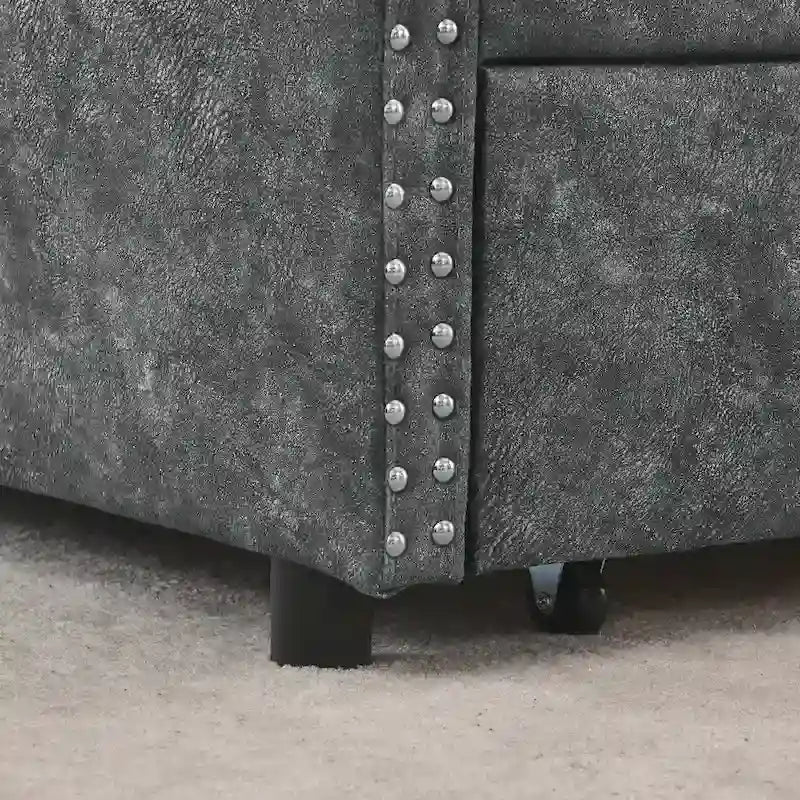 Divano Letto con Cassetti Imbottito Trapuntato