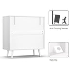 Anmytek Cassettiera Bianca a 3 Cassetti in Rattan, Stile Moderno di Metà Secolo, Organizzatore Contenitore per Camera da Letto