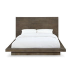 Letto matrimoniale Nels Pine Wood Platform, Base a plinto, Marrone anticato