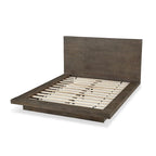 Letto matrimoniale Nels Pine Wood Platform, Base a plinto, Marrone anticato