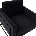LeisureMod Lincoln Velvet Accent Arm Chair, Black Steel Frame