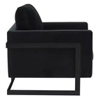 LeisureMod Lincoln Velvet Accent Arm Chair, Black Steel Frame