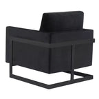 LeisureMod Lincoln Velvet Accent Arm Chair, Black Steel Frame