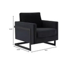 LeisureMod Lincoln Velvet Accent Arm Chair, Black Steel Frame