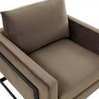 LeisureMod Lincoln Velvet Accent Arm Chair, Black Steel Frame
