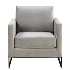 LeisureMod Lincoln Velvet Accent Arm Chair, Black Steel Frame