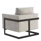 LeisureMod Lincoln Velvet Accent Arm Chair, Black Steel Frame