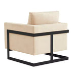 LeisureMod Lincoln Velvet Accent Arm Chair, Black Steel Frame