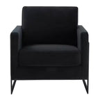 LeisureMod Lincoln Velvet Accent Arm Chair, Black Steel Frame