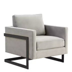 LeisureMod Lincoln Velvet Accent Arm Chair, Black Steel Frame
