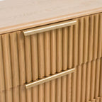 Cassettiera a 4 cassetti in legno massello di rovere con maniglie dorate, guide a sfera e cassetti rivestiti in feltro