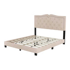 Letto a piattaforma Queen Size imbottito in velluto con testiera trapuntata
