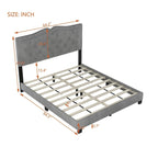Letto a piattaforma Queen Size imbottito in velluto con testiera trapuntata