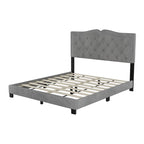 Letto a piattaforma Queen Size imbottito in velluto con testiera trapuntata