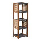 Evideco French Home Goods Bath Linen Storage Floor Shelf Elements Acacia - Gray Wood
