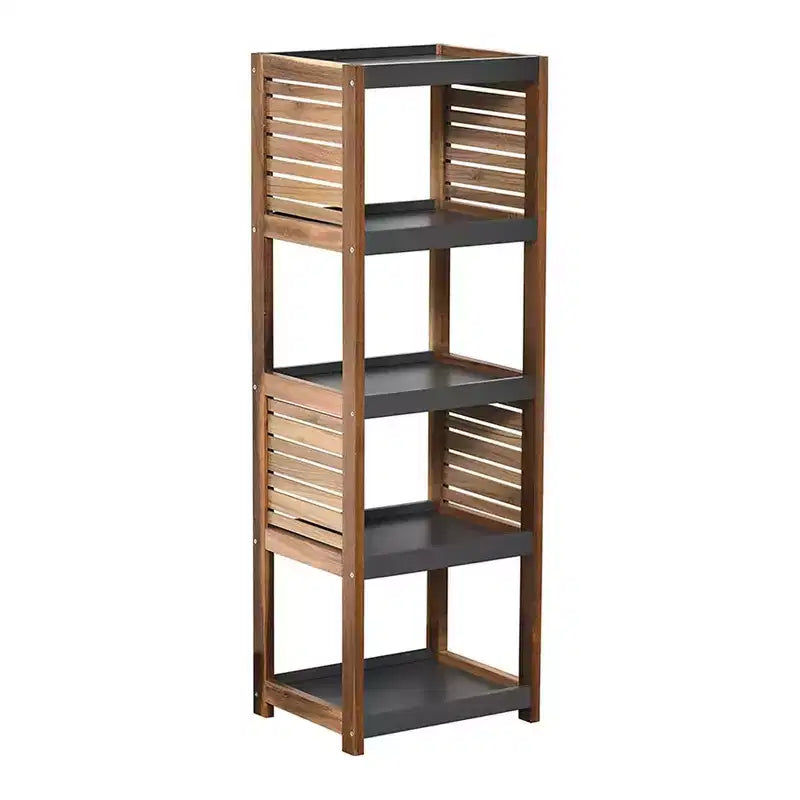 Evideco French Home Goods Bath Linen Storage Floor Shelf Elements Acacia - Gray Wood