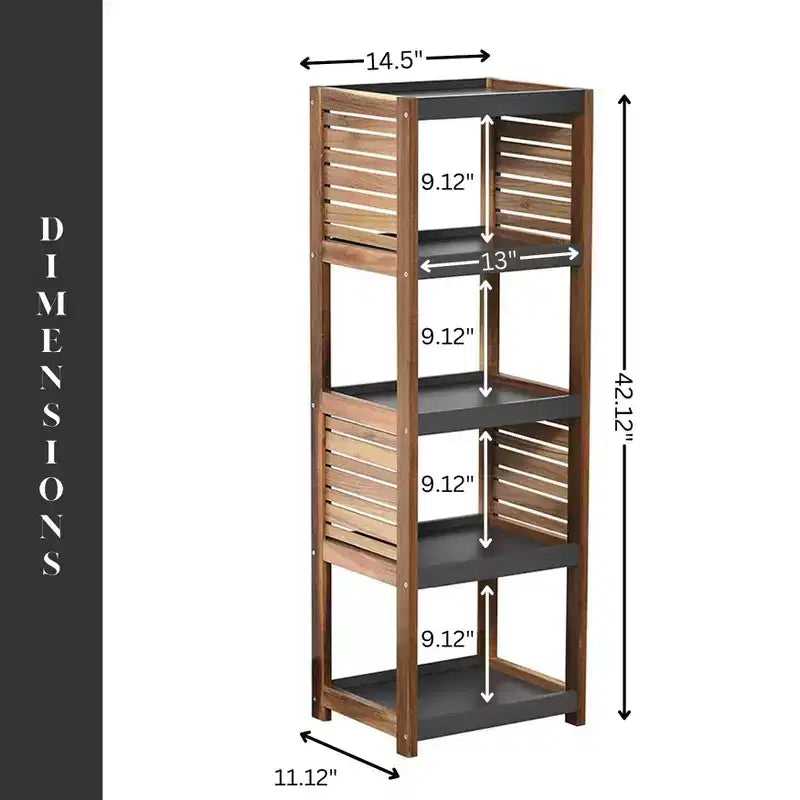 Evideco French Home Goods Bath Linen Storage Floor Shelf Elements Acacia - Gray Wood