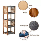 Evideco French Home Goods Bath Linen Storage Floor Shelf Elements Acacia - Gray Wood