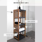 Evideco French Home Goods Bath Linen Storage Floor Shelf Elements Acacia - Gray Wood