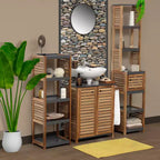 Evideco French Home Goods Bath Linen Storage Floor Shelf Elements Acacia - Gray Wood