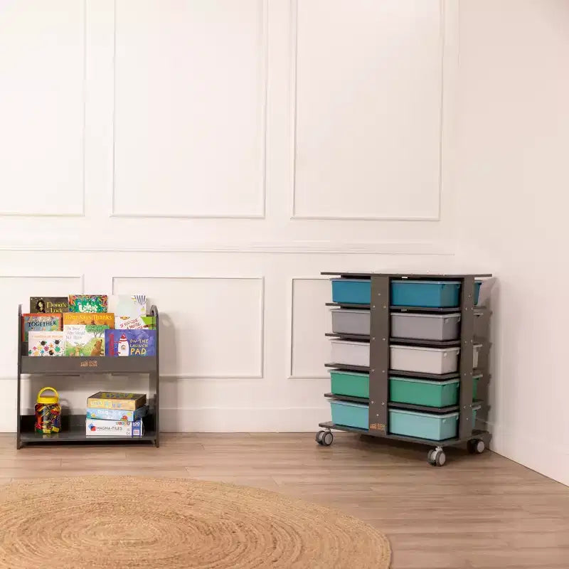 ECR4Kids 20-Compartment Mobile Storage Tower and 20 Cubby Bins, 5x4, Kids Furniture
