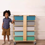 ECR4Kids 20-Compartment Mobile Storage Tower and 20 Cubby Bins, 5x4, Kids Furniture