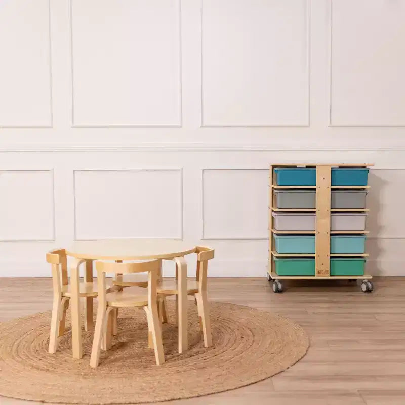 ECR4Kids 20-Compartment Mobile Storage Tower and 20 Cubby Bins, 5x4, Kids Furniture