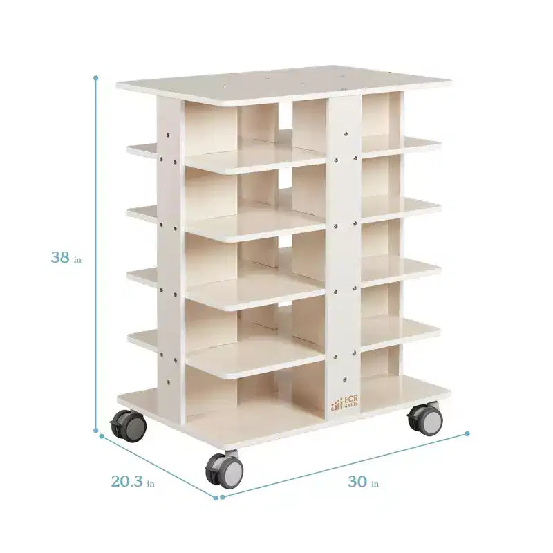 ECR4Kids 20-Compartment Mobile Storage Tower and 20 Cubby Bins, 5x4, Kids Furniture