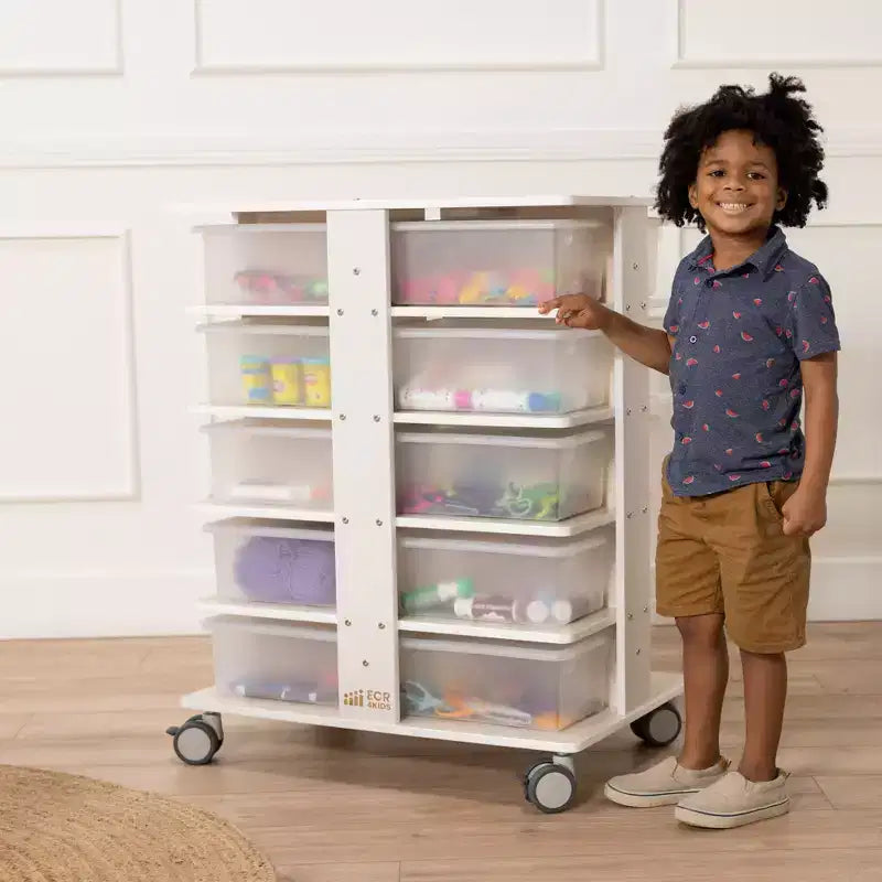 ECR4Kids 20-Compartment Mobile Storage Tower and 20 Cubby Bins, 5x4, Kids Furniture