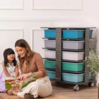ECR4Kids 20-Compartment Mobile Storage Tower and 20 Cubby Bins, 5x4, Kids Furniture