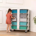 ECR4Kids 20-Compartment Mobile Storage Tower and 20 Cubby Bins, 5x4, Kids Furniture