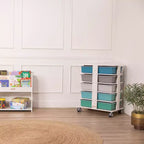 ECR4Kids 20-Compartment Mobile Storage Tower and 20 Cubby Bins, 5x4, Kids Furniture