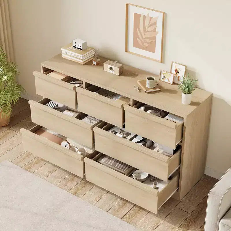 Whizmax 7 Drawer Dresser for Bedroom, Wooden Double Dresser Organizer with Storage, Modern Chest of Drawers for Bedroom, Living Room, Nursery