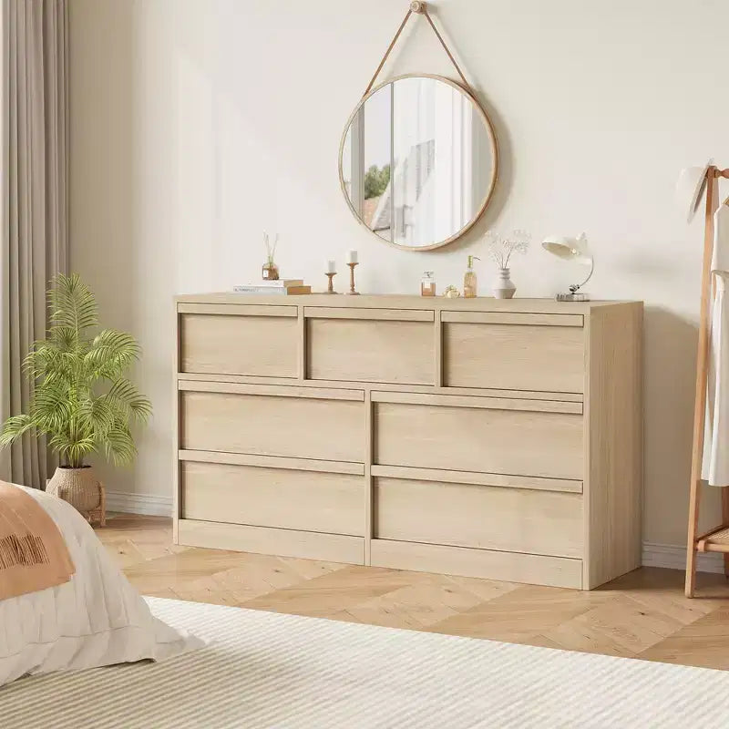Whizmax 7 Drawer Dresser for Bedroom, Wooden Double Dresser Organizer with Storage, Modern Chest of Drawers for Bedroom, Living Room, Nursery