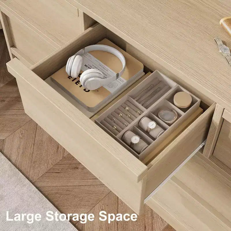 Whizmax 7 Drawer Dresser for Bedroom, Wooden Double Dresser Organizer with Storage, Modern Chest of Drawers for Bedroom, Living Room, Nursery