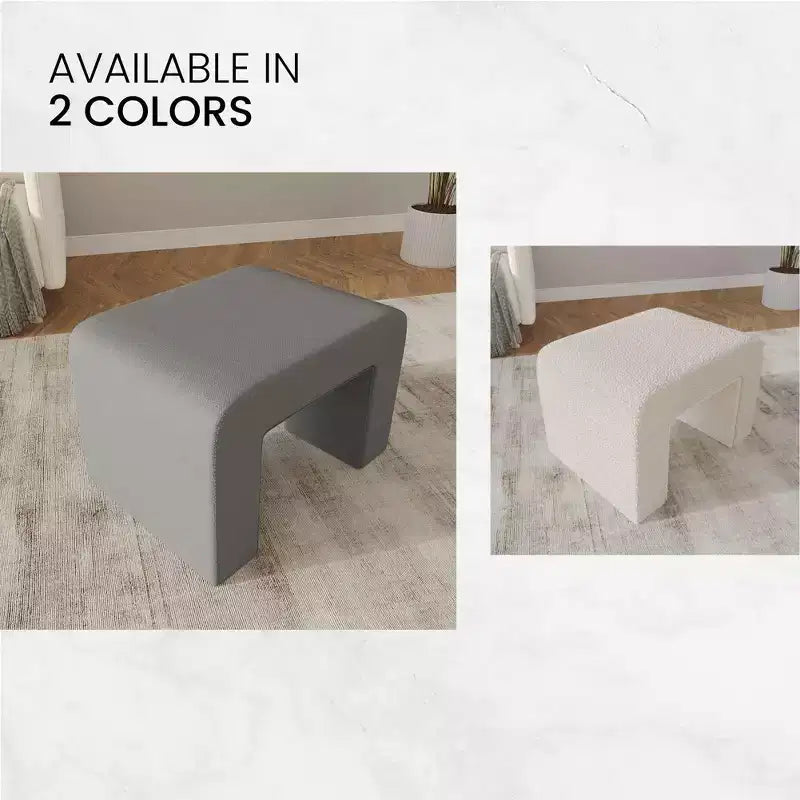 LeisureMod Modern 26 Velvet Boucle Upholstered Bench with Padded Seat, Accent Seating for Living Room, Bedroom, or Entryway