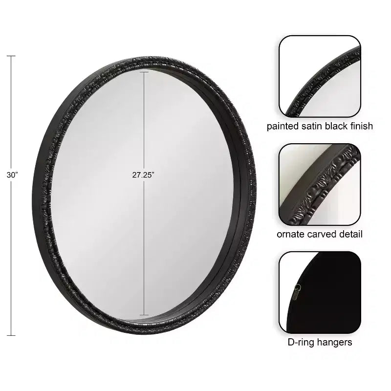 Kate & Laurel All Things Decor 30x30 Stallworth Decorative Round Mirror