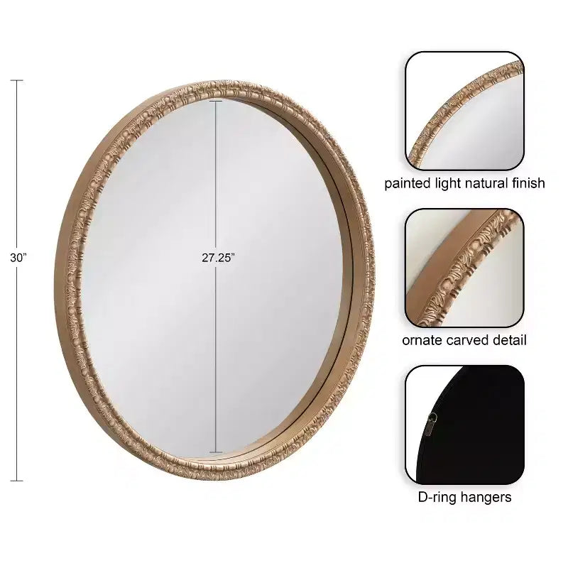 Kate & Laurel All Things Decor 30x30 Stallworth Decorative Round Mirror
