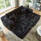 Divano componibile moderno HOOOWOOO in peluche a L con pouf rimovibile