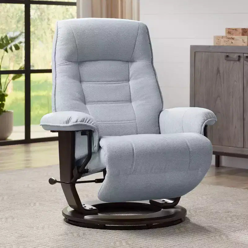 BenchMaster Annika Sky Blue Fabric Adjustable Swivel Recliner