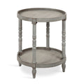Tavolino rotondo da 50 cm in legno stile rustico con ripiano inferiore e gambe a fuso, grigio o bianco