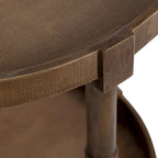 Tavolino rotondo da 50 cm in legno stile rustico con ripiano inferiore e gambe a fuso, grigio o bianco