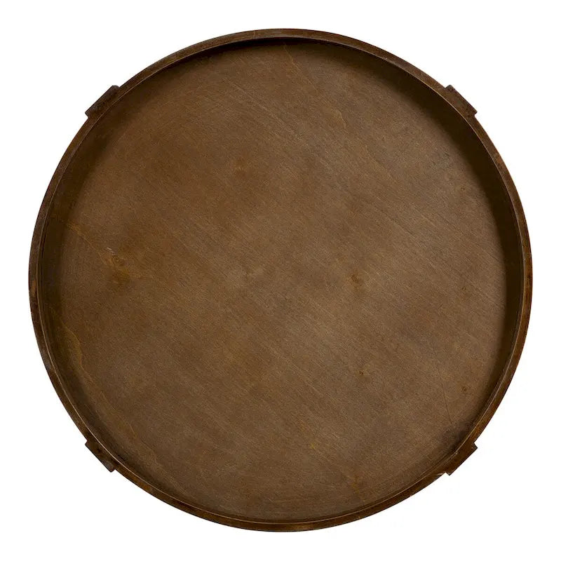 Tavolino rotondo da 50 cm in legno stile rustico con ripiano inferiore e gambe a fuso, grigio o bianco