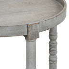 Tavolino rotondo da 50 cm in legno stile rustico con ripiano inferiore e gambe a fuso, grigio o bianco