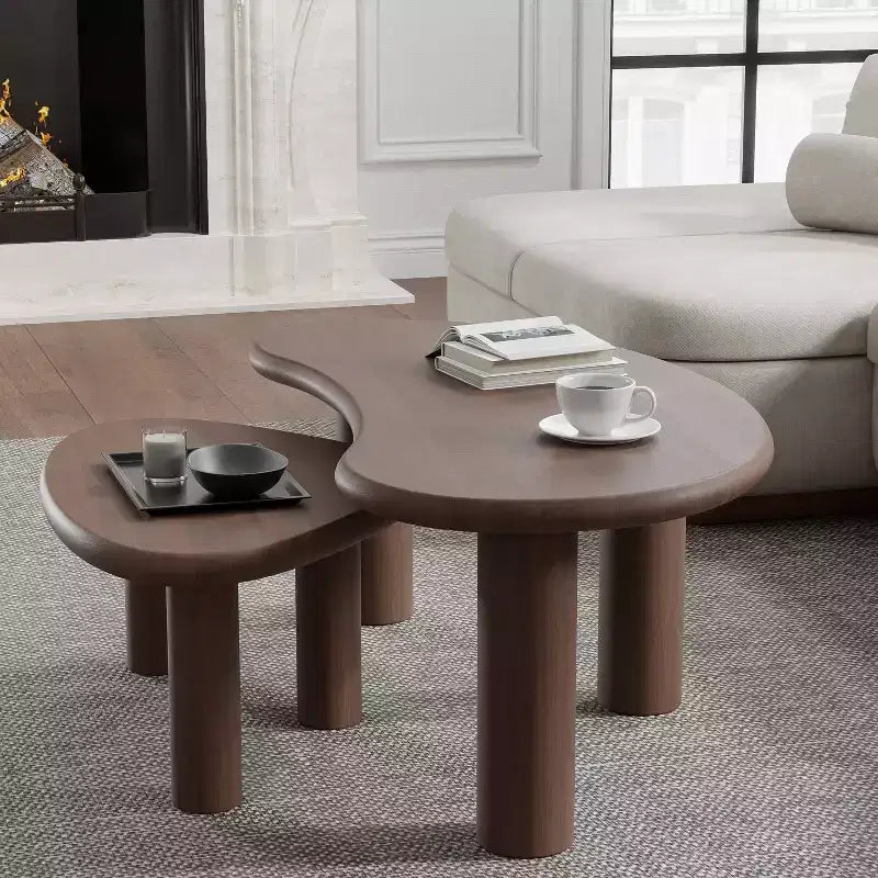 Dovelina Wood Grain Tabletop Rectangle Coffee Table for Living Room