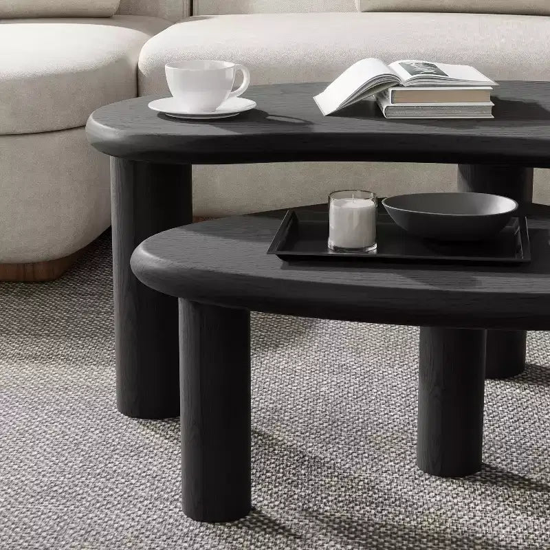 Dovelina Wood Grain Tabletop Rectangle Coffee Table for Living Room
