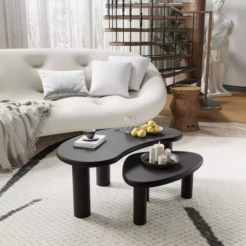 Dovelina Wood Grain Tabletop Rectangle Coffee Table for Living Room