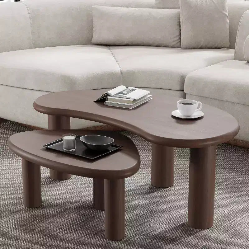Dovelina Wood Grain Tabletop Rectangle Coffee Table for Living Room